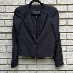 𝅺BCBGMaxAzria Black Collarless 1 Button Blazer XS